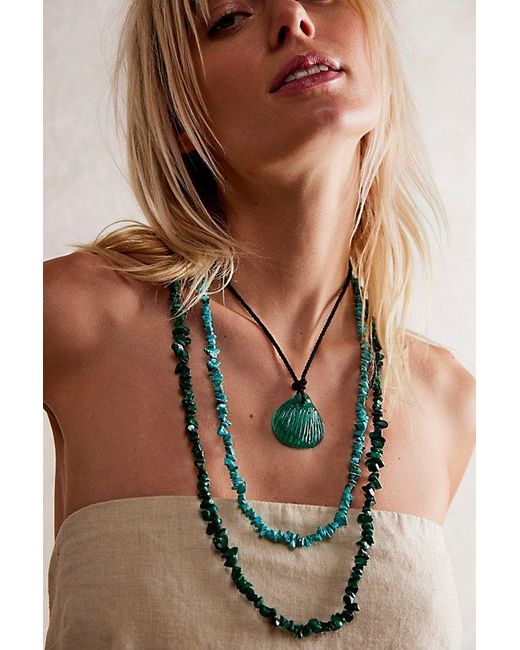 Free People Green Single Strand Beaded Necklace