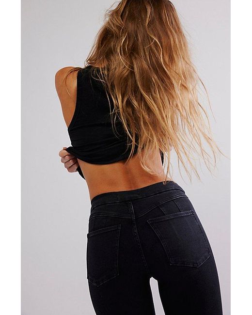 Free People Black Crvy Infinite Stretch Pull-on Skinny Jeans