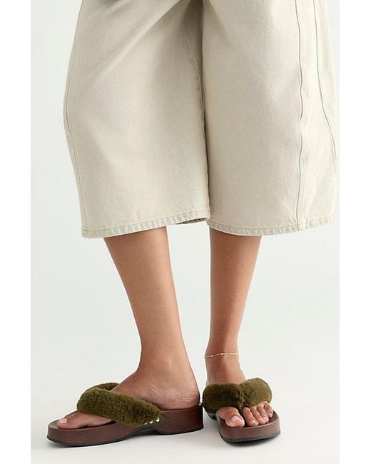 Seychelles Brown Ocean Ave Fuzzy Thong Sandals By