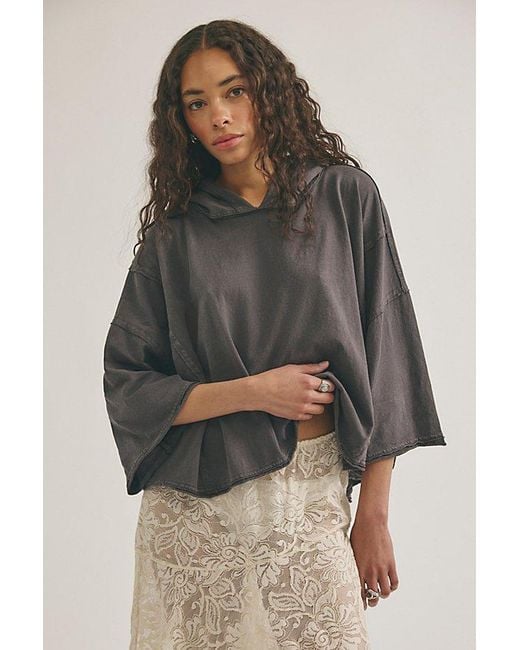 Free People Gray Come And Go Hoodie