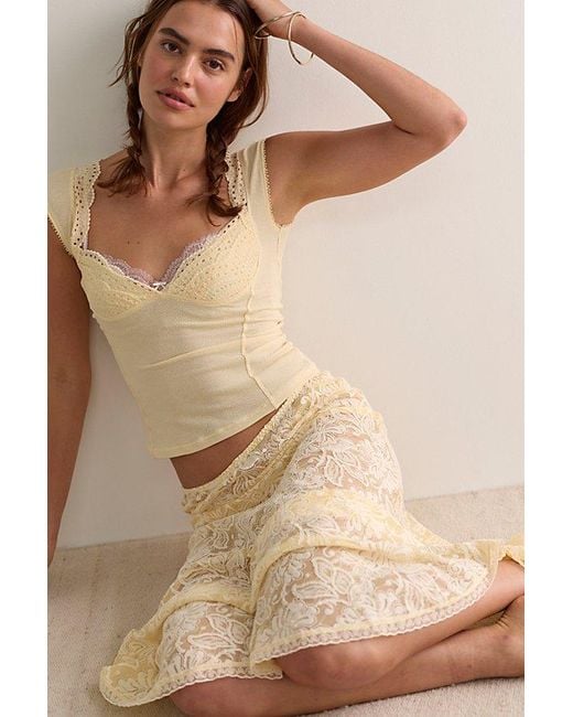 Intimately By Free People Natural Sheer Emotion Midi Slip Skirt By