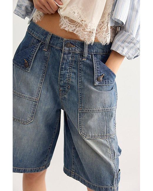 Free People Blue We The Free Mikie Long Shorts