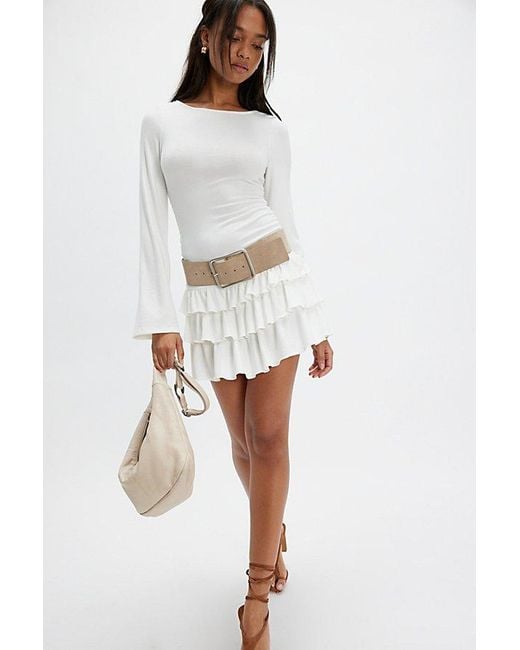 free-est Good Feels Ruffle Long-Sleeve Mini Dress By in White | Lyst UK
