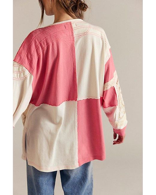 Free People Pink Attic Craft Polo