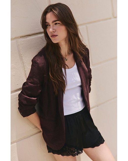 Free People Brown Gemmas Blazer Jacket