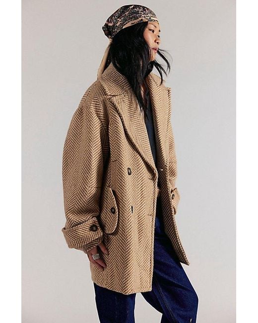 Free People Blue Ari Wool Peacoat