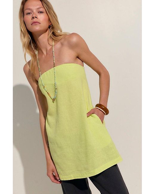free-est Green Essentially The Best Cotton-Linen Mini Dress By