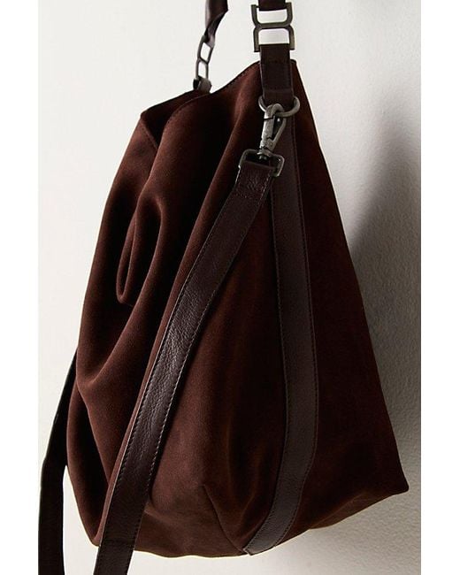 Free People Women's Green Suzie Suede Slouch Tote