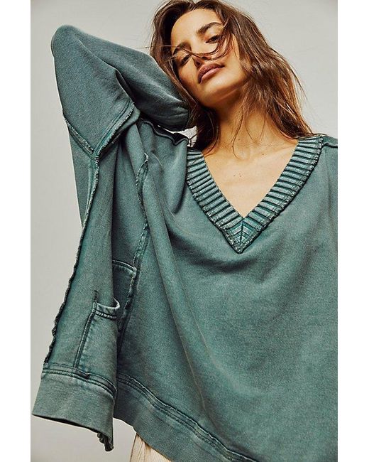 Free People Green Wait For You Pullover