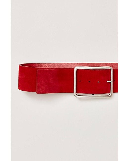 Free People Red Suede Hex Hip Belt