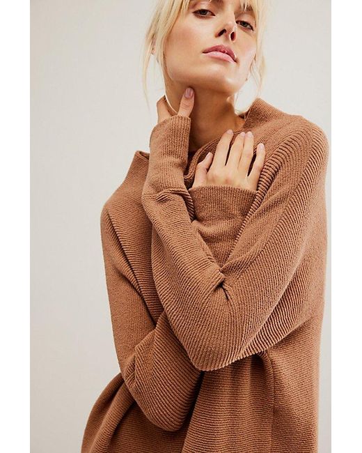 Free People Brown Ottoman Slouchy Tunic Jumper