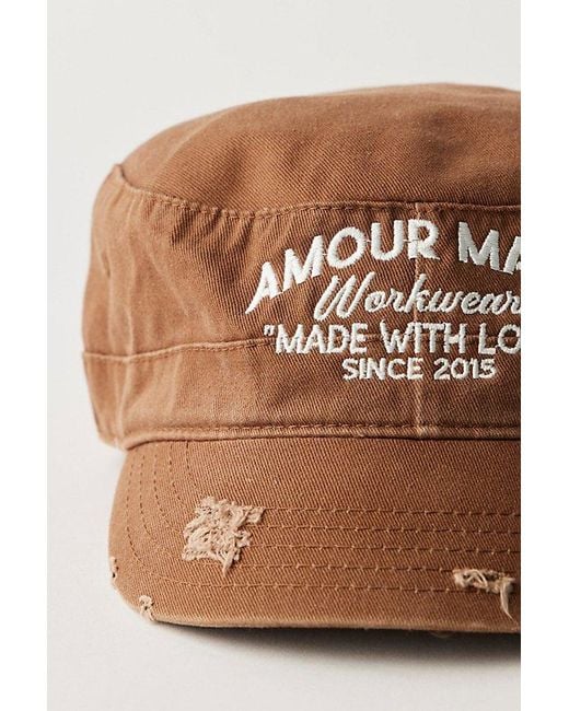 Free People Brown Amour Inc Workwear Cadet Cap