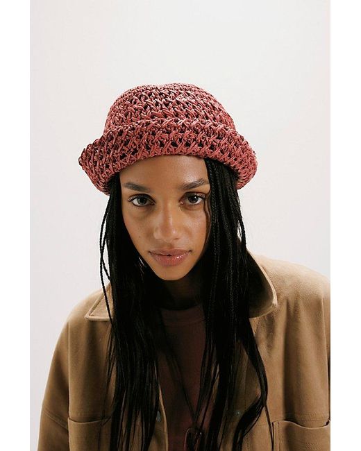 Free People Red Sailor Straw Hat