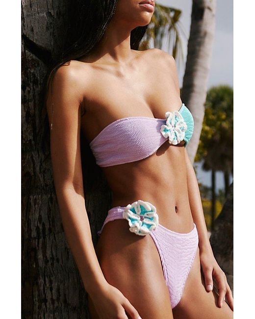 Cleonie Swim Purple Cleonie Orchid High-Cut Bikini Bottoms By