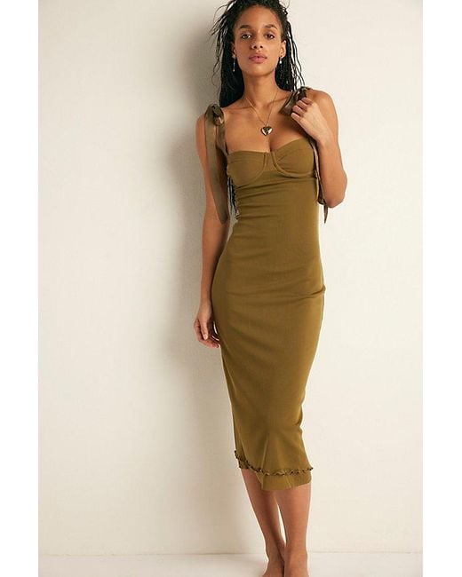 Free People Natural Got Glam Mesh Midi Slip Dress