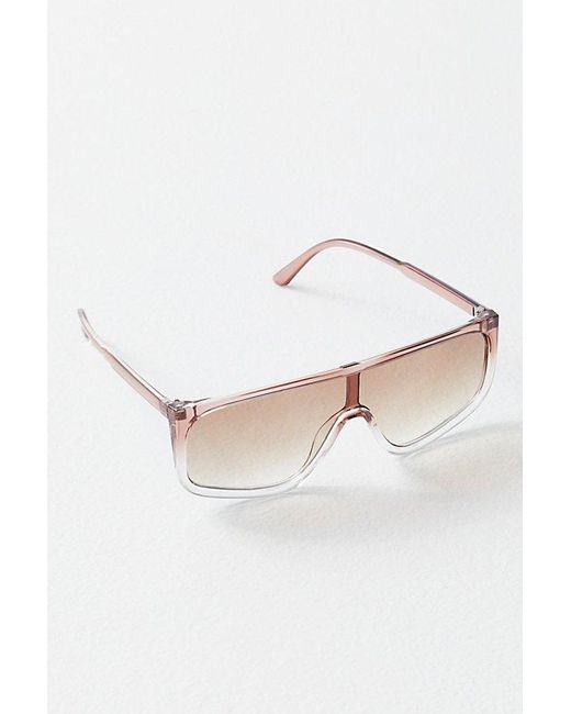 Free People Purple Bayview Wide Shield Sunglasses At In Mauve