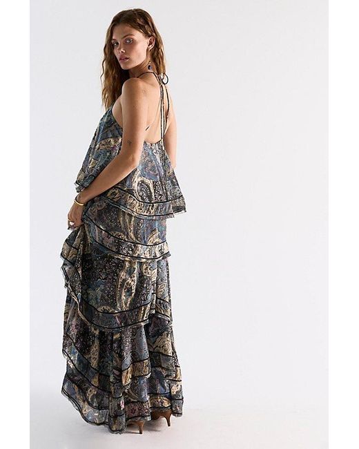Free People Multicolor Trapeze Cotton Silk Maxi Skirt Set