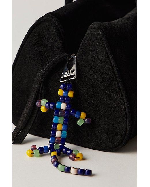 Free People Black Beaded Lizard Bag Charm