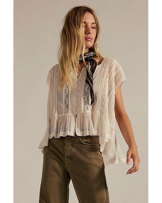 Free People White Georgia Blouse