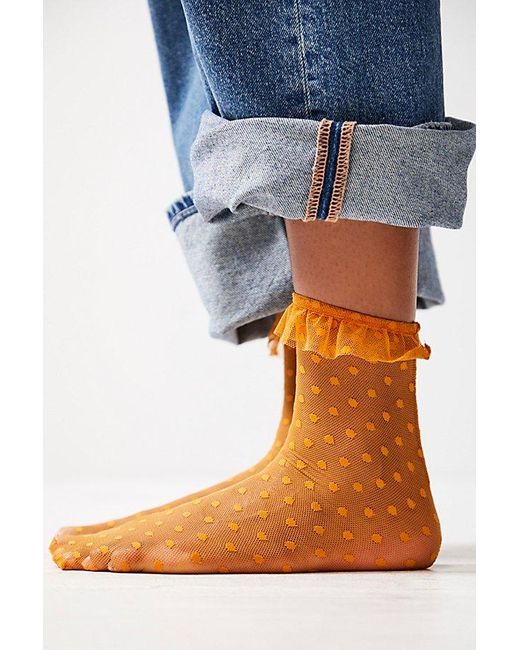 Only Hearts Blue Ruffle Socks At Free People In Honey, Size: M/l