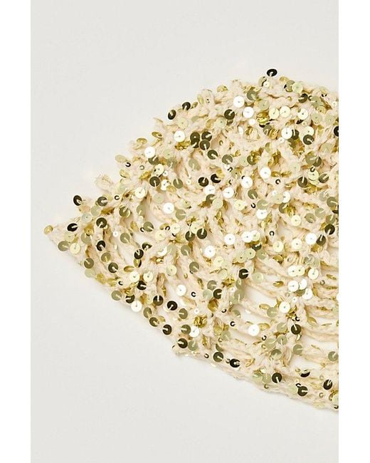 Free People Metallic Mila Sequin Disco Crochet Skull Cap
