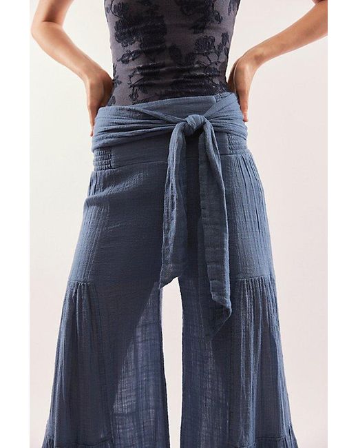 Free People Blue Fp One Good Day Wide-Leg Pants