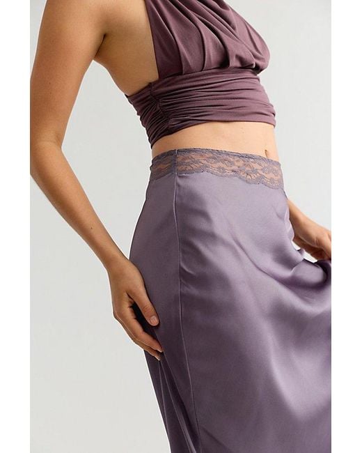 Free People Gray Valeria Midi Slip Skirt