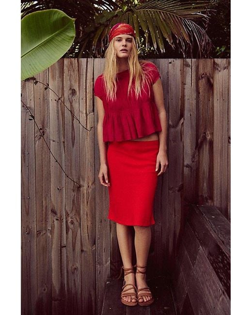 free-est Red Aven Cotton Top By
