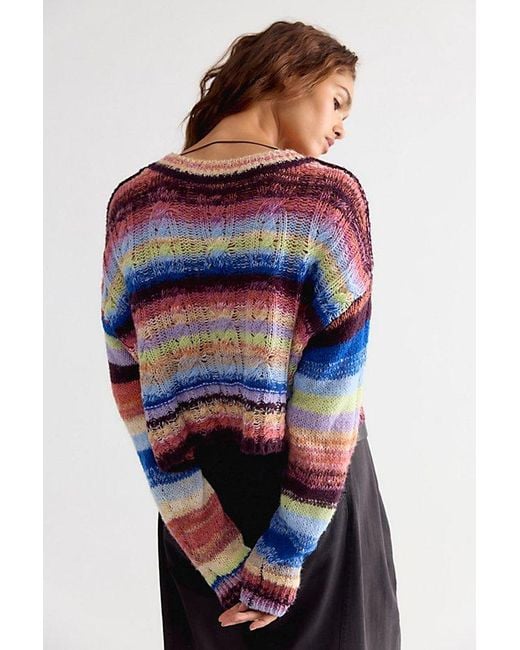 Free People Multicolor Winona Airspun Cable Knit Pullover