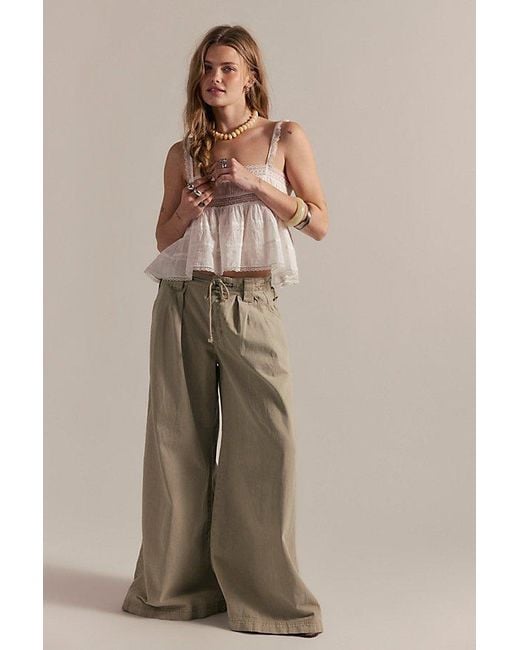 Free People Gray Julien Wide-Leg Chino Trousers