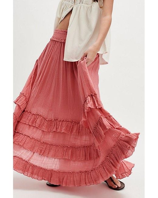 Free People Red Fp One Brynn Maxi Skirt