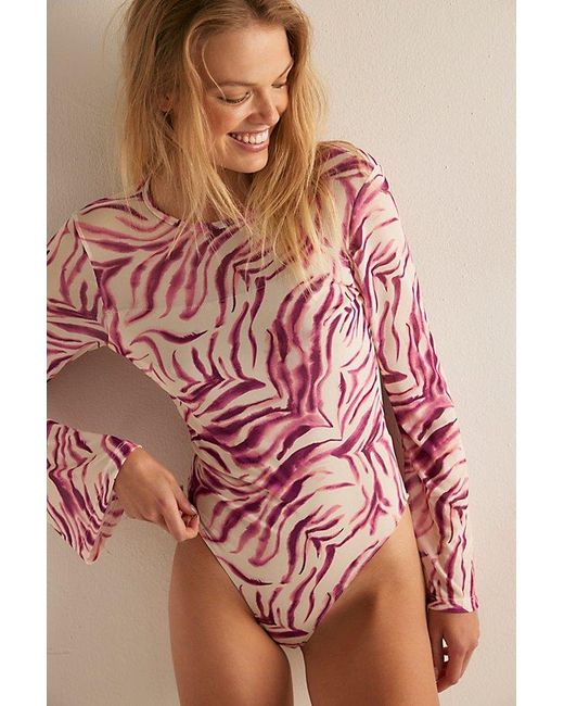 Nightcap Pink Playa Mesh Long Sleeve Bodysuit