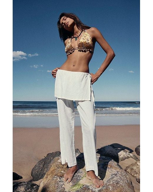 free-est Blue Aqualuna Linen Skants By