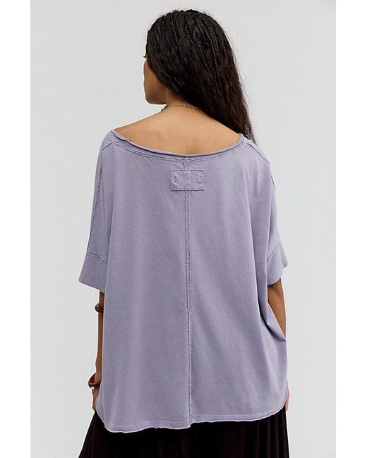 Free People Gray Rex Oversized Cotton Tee