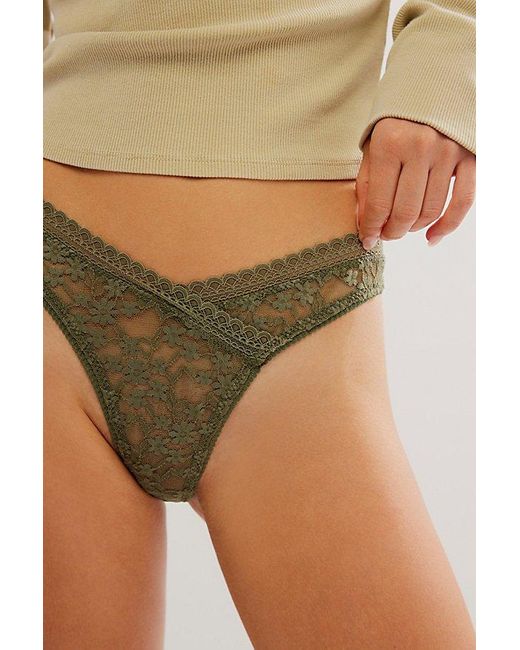 Free People Natural High Cut Daisy Lace Thong Undies