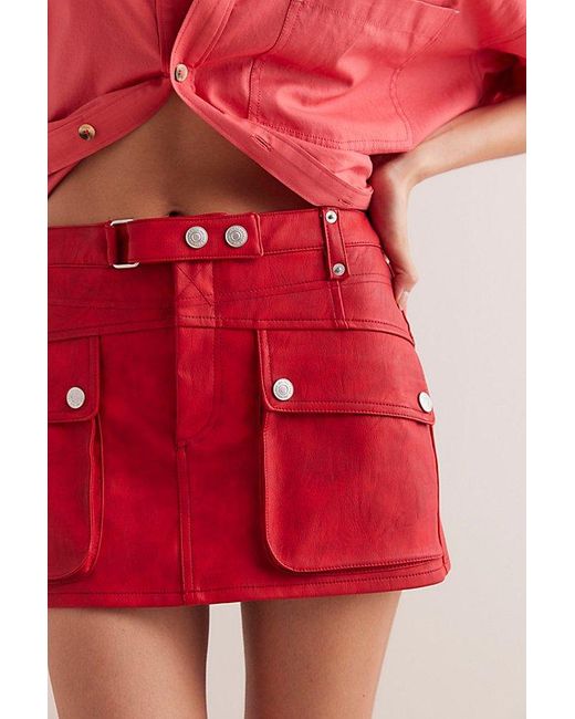 Free People Red Mod Moment Mini Skirt