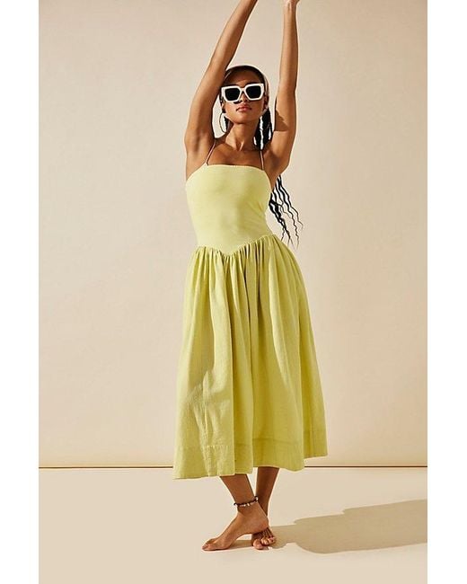 free-est Blue Onda Drop-Waist Tube Midi Dress By