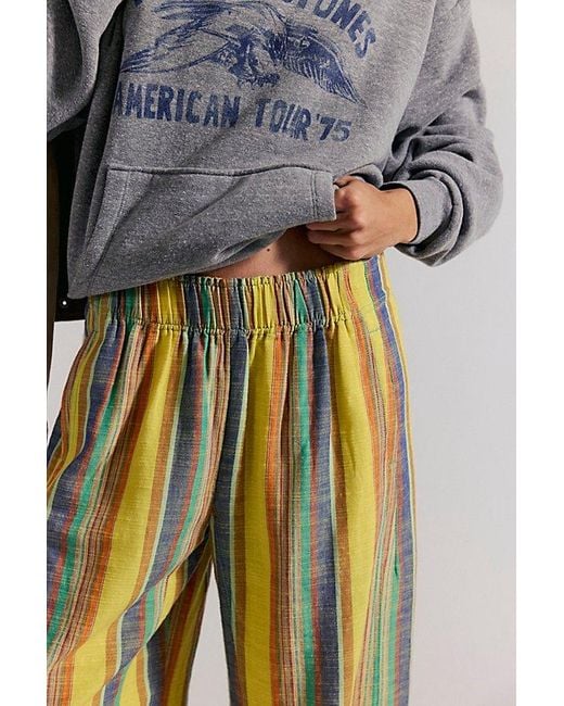 Free People Multicolor Day's End Linen Striped Pull-On Pants