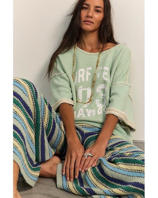 Free People Green Faded Memory Pullover