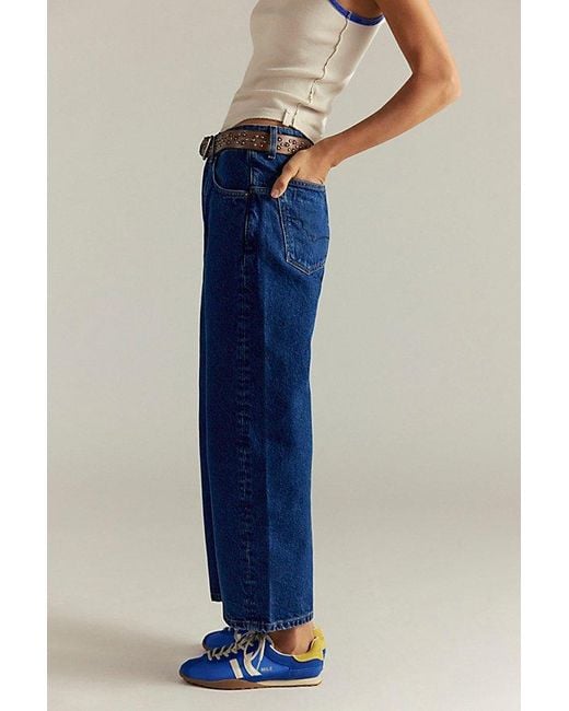 Free People Blue Deep Trance Dropped Boyfriend Jeans