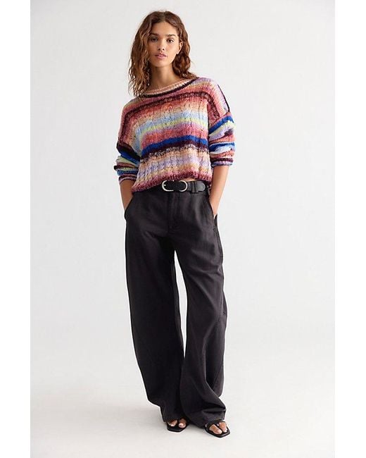 Free People Multicolor Winona Airspun Cable Knit Pullover
