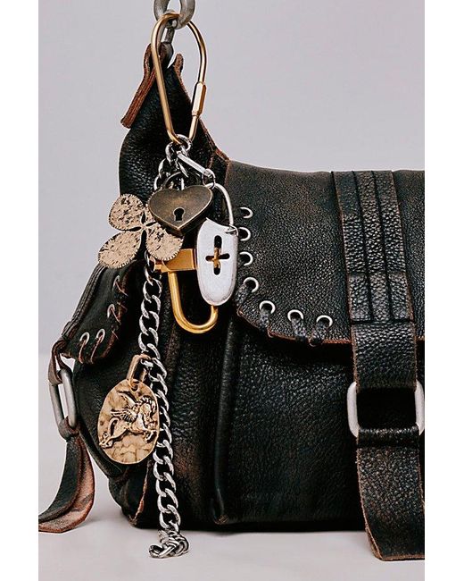 Free People Black Pewter Armour-Inspired Bag Charm