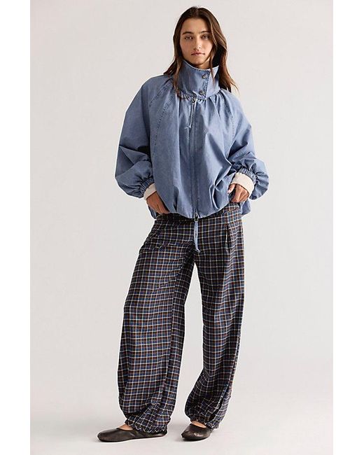 Free People Blue Chelsea Funnel-Neck Jacket