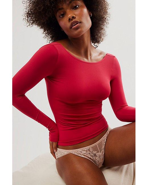Intimately By Free People Red Low-back Seamless Long Sleeve Top