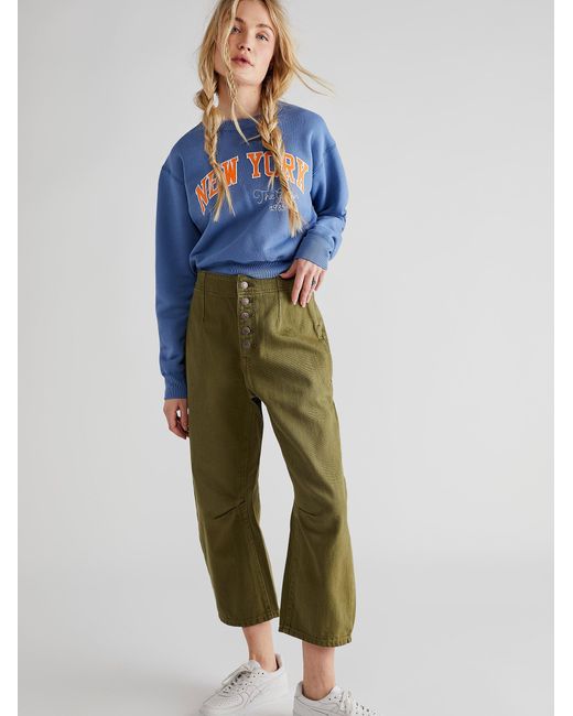 Free People Denim Osaka Relaxed Jeans in Olive (Green) | Lyst