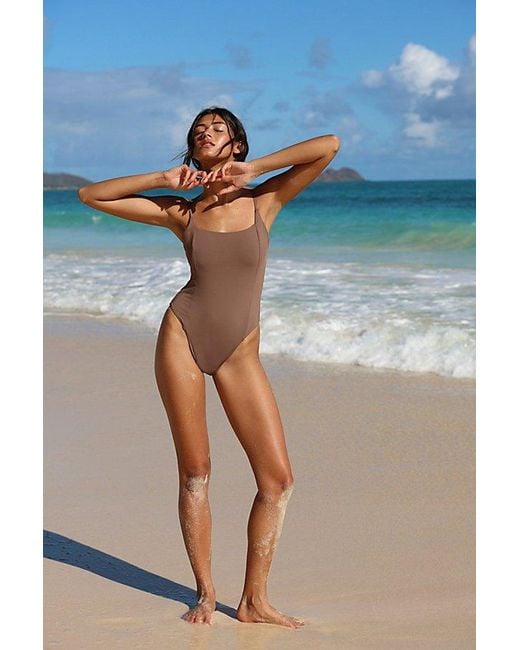 Toast Blue Signature Square-Neck One-Piece Swimsuit