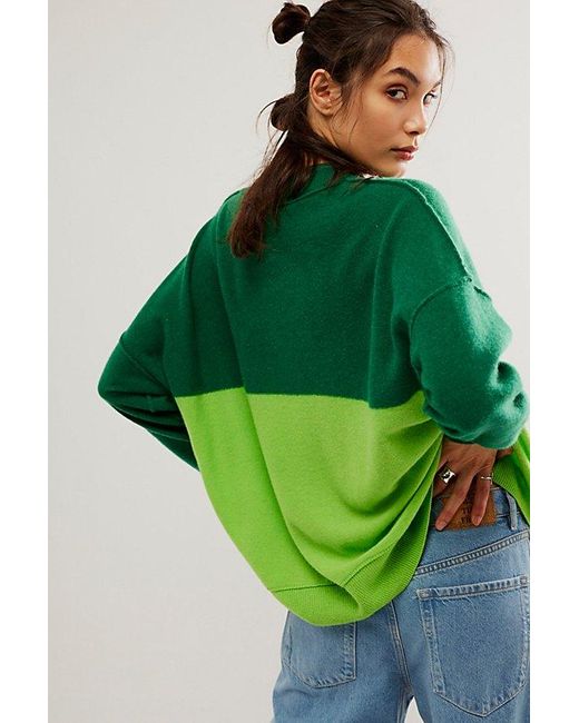 Free People Green Easy Street Cashmere Colorblock Tunic
