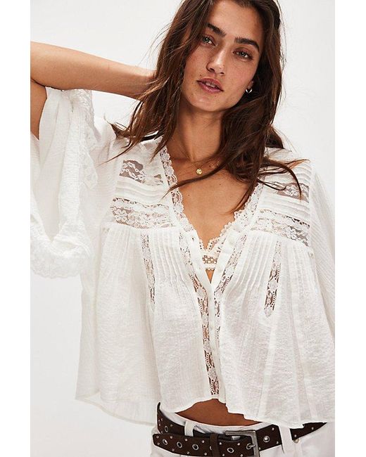 Free People White Rosa Ruffle Top