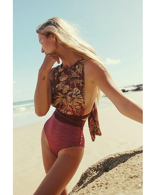 Free People Red Free-est Orchid One-piece Swimsuit