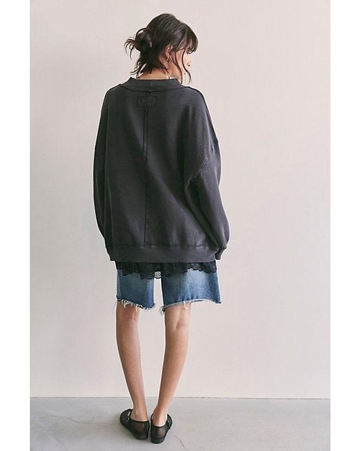 Free People Gray Palm Spring Turtleneck Graphic Pullover